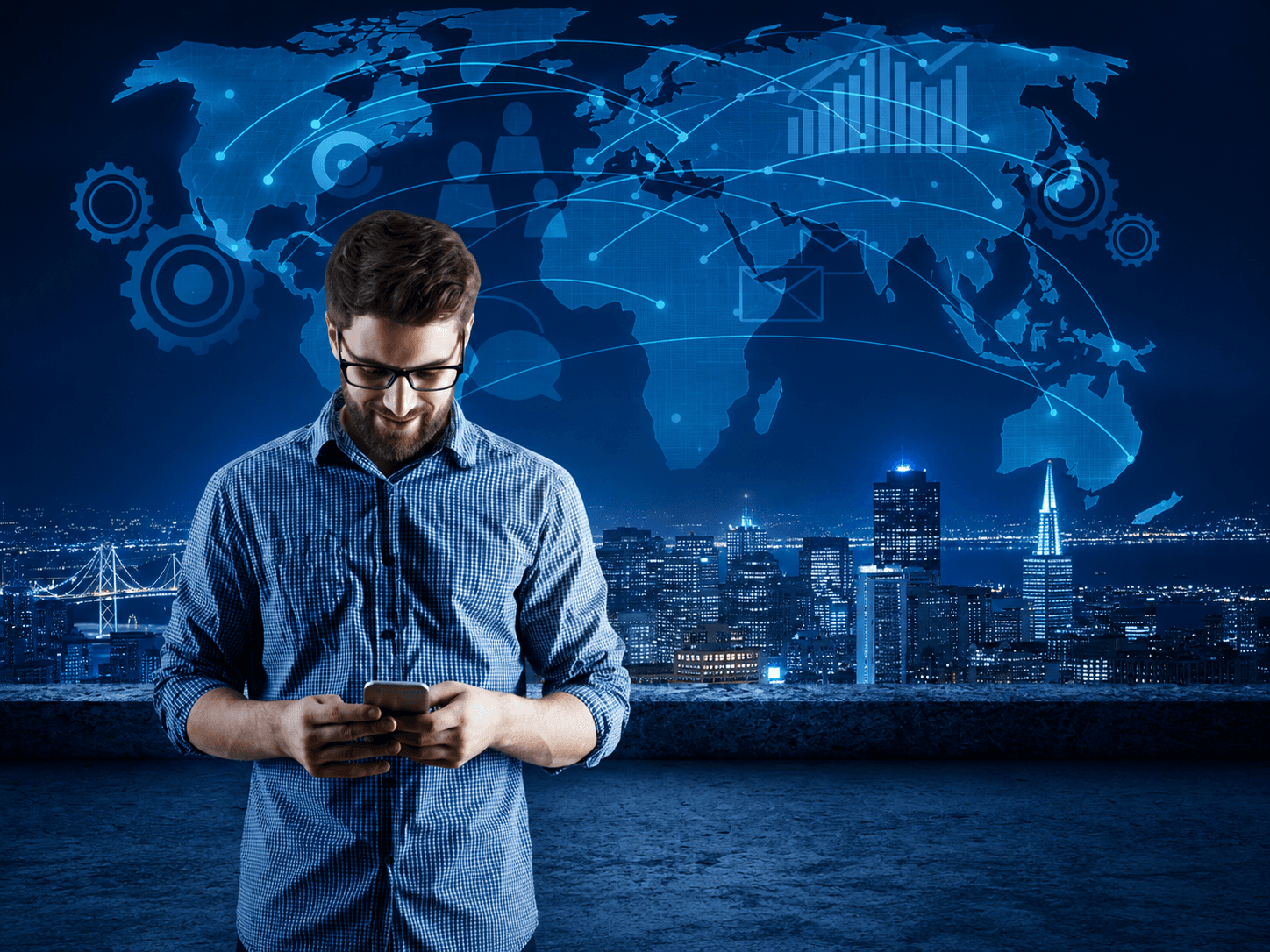 Global connected business map